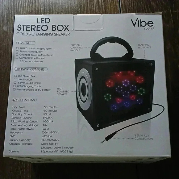 Nwt..LED STEREO BOX..CONNECT TO ANY CELL PHONE..ETC..3 COLORS LED - Picture 4 of 5